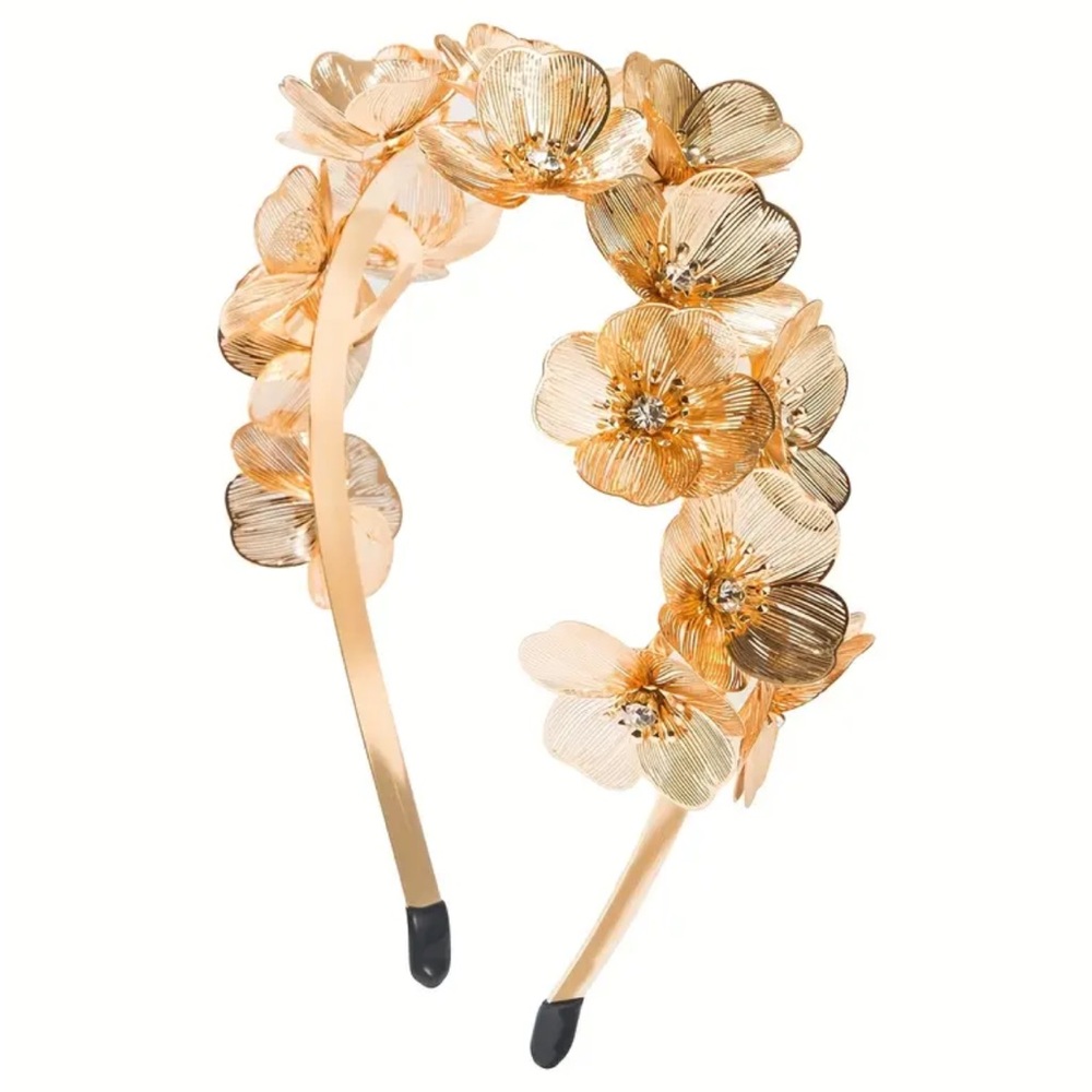 Gold Floral Rhinestone Headband